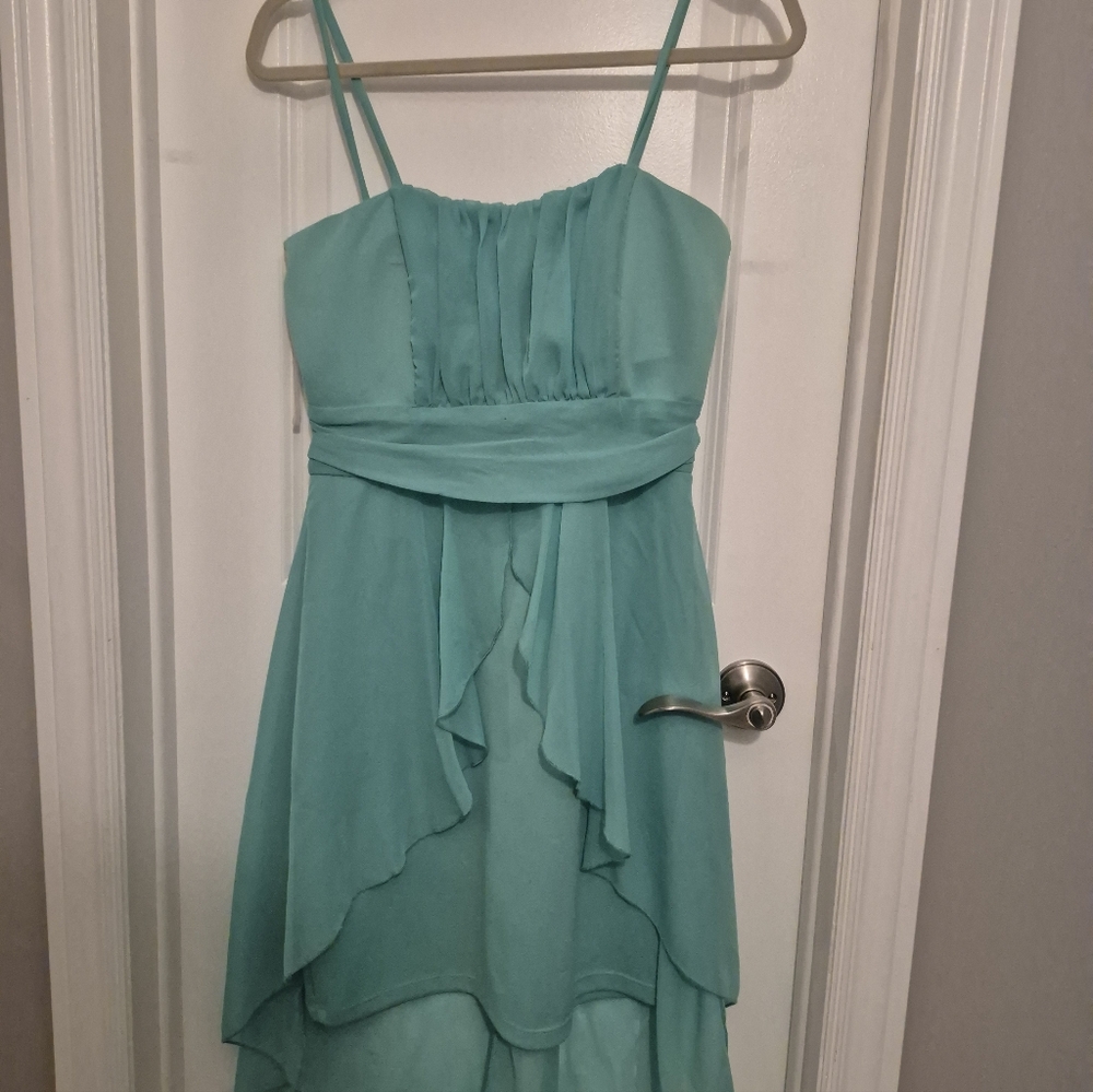 Elegant Aqua Spaghetti Strap Dress